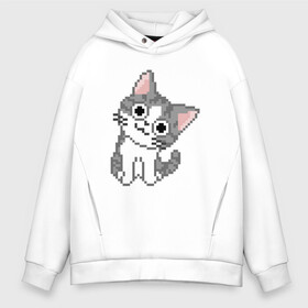 Мужское худи Oversize хлопок с принтом Pixel Cat в Курске, френч-терри — 70% хлопок, 30% полиэстер. Мягкий теплый начес внутри —100% хлопок | боковые карманы, эластичные манжеты и нижняя кромка, капюшон на магнитной кнопке | Тематика изображения на принте: animal | cat | cute | kitty | meow | друг | животные | киска | китти | кот | котенок | котик | котэ | кошечка | кошка | лев | леопард | милый | мур | мяу | пантера | питомец | рысь | тигр