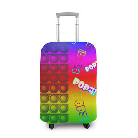 Чехол для чемодана 3D с принтом POP it! в Курске, 86% полиэфир, 14% спандекс | двустороннее нанесение принта, прорези для ручек и колес | pop it | rainbow | simple dimple | toy | игрушка | поп ит | радуга | симпл димпл