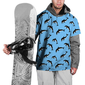 Накидка на куртку 3D с принтом Дельфины в Курске, 100% полиэстер |  | Тематика изображения на принте: dolphin | дельфин | дельфины | море | морские | на голубом | с дельфином