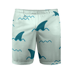 Мужские шорты спортивные с принтом Плавники акул в Курске,  |  | shark | акула | акулы | жители | море | морские | океан | плавники | рыба