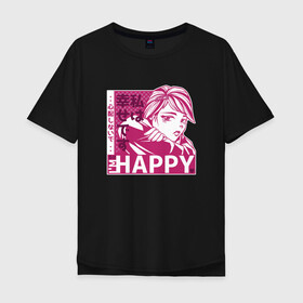 Мужская футболка хлопок Oversize с принтом Happy Sad Anime Girl Kanji в Курске, 100% хлопок | свободный крой, круглый ворот, “спинка” длиннее передней части | anime | chibi | cute | girls | happiness | im happy | japan | japanese | kawaii | manga | waifu | анимешник | анимешница | грусть | девочки | девушки | иероглифы | кандзи | лица | манга | настроение | рисунок в стиле аниме | счастье | типичная 