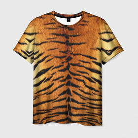 Мужская футболка 3D с принтом Шкура Тигра в Курске, 100% полиэфир | прямой крой, круглый вырез горловины, длина до линии бедер | animal | skin | tiger | раскрас | тигр