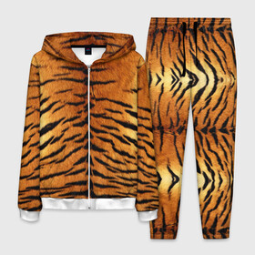 Мужской костюм 3D с принтом Шкура Тигра в Курске, 100% полиэстер | Манжеты и пояс оформлены тканевой резинкой, двухслойный капюшон со шнурком для регулировки, карманы спереди | Тематика изображения на принте: animal | skin | tiger | раскрас | тигр