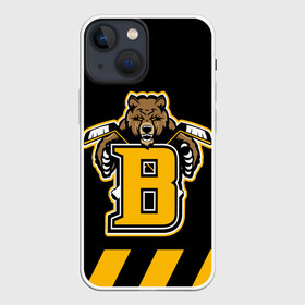 Чехол для iPhone 13 mini с принтом BOSTON BRUINS в Курске,  |  | black | boston | bruins | hockey | ice | logo | nhl | sport | usa | бостон | брюинз | кубок | логотип | медведь | нхл | спорт | стэнли | хоккей