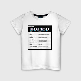 Детская футболка хлопок с принтом BTS DYNAMITE BILLBOARD HOT-100 в Курске, 100% хлопок | круглый вырез горловины, полуприлегающий силуэт, длина до линии бедер | bbma | bts | dynamite | j hope | jimin | jin | jk | rm | suga | v | чарт топ