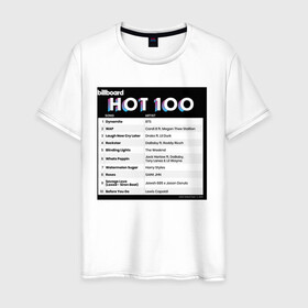 Мужская футболка хлопок с принтом BTS DYNAMITE BILLBOARD HOT-100 в Курске, 100% хлопок | прямой крой, круглый вырез горловины, длина до линии бедер, слегка спущенное плечо. | bbma | bts | dynamite | j hope | jimin | jin | jk | rm | suga | v | чарт топ