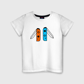 Детская футболка хлопок с принтом NINTENDO SWITCH в Курске, 100% хлопок | круглый вырез горловины, полуприлегающий силуэт, длина до линии бедер | nintendo | switch | заточка | игры | консоль | нинтендо | приставка | свитч