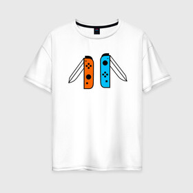 Женская футболка хлопок Oversize с принтом NINTENDO SWITCH в Курске, 100% хлопок | свободный крой, круглый ворот, спущенный рукав, длина до линии бедер
 | nintendo | switch | заточка | игры | консоль | нинтендо | приставка | свитч