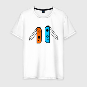 Мужская футболка хлопок с принтом NINTENDO SWITCH в Курске, 100% хлопок | прямой крой, круглый вырез горловины, длина до линии бедер, слегка спущенное плечо. | nintendo | switch | заточка | игры | консоль | нинтендо | приставка | свитч