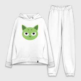 Женский костюм хлопок Oversize с принтом Green Cat в Курске,  |  | animal | cat | cute | kitty | meow | друг | животные | киска | китти | кот | котенок | котик | котэ | кошечка | кошка | лев | леопард | милый | мур | мяу | пантера | питомец | рысь | тигр