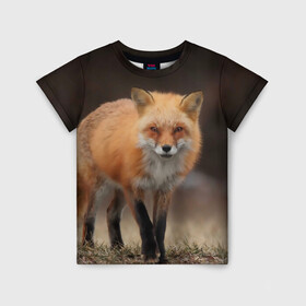 Детская футболка 3D с принтом Хитрая лисица в Курске, 100% гипоаллергенный полиэфир | прямой крой, круглый вырез горловины, длина до линии бедер, чуть спущенное плечо, ткань немного тянется | fox | foxy | животное | звери | лиса | лисенок | лисичка | милая | рыжая | фокс