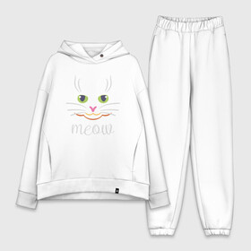 Женский костюм хлопок Oversize с принтом Meow в Курске,  |  | animal | cat | cute | kitty | meow | друг | животные | киска | китти | кот | котенок | котик | котэ | кошечка | кошка | лев | леопард | милый | мур | мяу | пантера | питомец | рысь | тигр