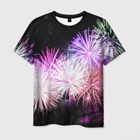 Мужская футболка 3D с принтом Салют в Курске, 100% полиэфир | прямой крой, круглый вырез горловины, длина до линии бедер | firework | вспышки | праздник | салют | фейерверк