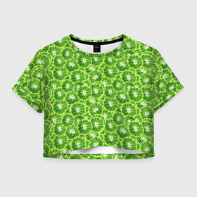Женская футболка Crop-top 3D с принтом Фреш Лайм в Курске, 100% полиэстер | круглая горловина, длина футболки до линии талии, рукава с отворотами | citrus | lime | лайм | лимон | цитрусовые