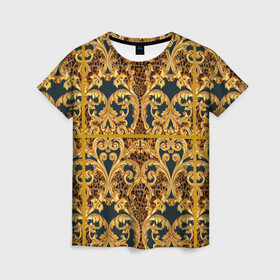 Женская футболка 3D с принтом luxury style в Курске, 100% полиэфир ( синтетическое хлопкоподобное полотно) | прямой крой, круглый вырез горловины, длина до линии бедер | 3d | 3д | luxury | абстракция | золото | паттерн | роскошь | текстуры