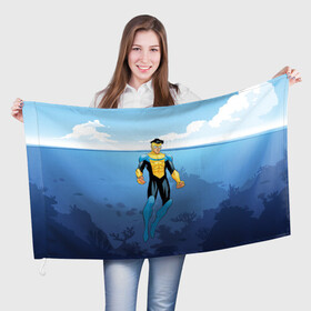 Флаг 3D с принтом Марк Грэйсон Неуязвимый в Курске, 100% полиэстер | плотность ткани — 95 г/м2, размер — 67 х 109 см. Принт наносится с одной стороны | damien darkblood | invincible | superman | марк грэйсон | мультсериал | неуязвимый | супергерой