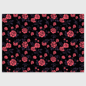 Поздравительная открытка с принтом Ночные розы в Курске, 100% бумага | плотность бумаги 280 г/м2, матовая, на обратной стороне линовка и место для марки
 | арт | красная роза | красные розы | ночь | рисунок | роза | розовая роза | розовые розы | розы | тёмный фон | цветок | цветы | чёрное | яркие цветы | яркий цветок