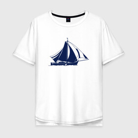 Мужская футболка хлопок Oversize с принтом Корабль в Курске, 100% хлопок | свободный крой, круглый ворот, “спинка” длиннее передней части | sailboat | кораблик | корабль | лодка | парус | парусная лодка | тату | татуировка