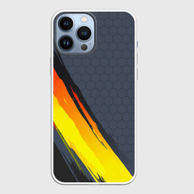 Чехол для iPhone 13 Pro Max с принтом Gray Yellow Style в Курске,  |  | Тематика изображения на принте: 3d | 3д | sport | абстракция | линии | паттерн | соты | спортивный стиль | текстуры