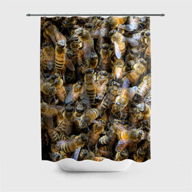 Штора 3D для ванной с принтом Пчёлы в Курске, 100% полиэстер | плотность материала — 100 г/м2. Стандартный размер — 146 см х 180 см. По верхнему краю — пластиковые люверсы для креплений. В комплекте 10 пластиковых колец | живность | животное | животные | насекомое | насекомые | пчела | пчёлка | пчёлки | пчёлы