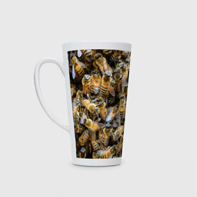 Кружка Латте с принтом Пчёлы в Курске, Белая керамика | Объем 480 мл; Высота 150 мм; Диаметр 90 мм | Тематика изображения на принте: живность | животное | животные | насекомое | насекомые | пчела | пчёлка | пчёлки | пчёлы