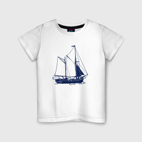 Детская футболка хлопок с принтом Корабль в Курске, 100% хлопок | круглый вырез горловины, полуприлегающий силуэт, длина до линии бедер | ships | whale | кит | киты | корабли | кораблики | корабль | море | морские | морское | паруса