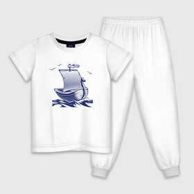 Детская пижама хлопок с принтом Парусная лодка в Курске, 100% хлопок |  брюки и футболка прямого кроя, без карманов, на брюках мягкая резинка на поясе и по низу штанин
 | sailboat | викинги | кораблик | корабль | лодка | парус | парусная лодка | тату | татуировка