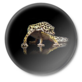 Значок с принтом ЭУБЛЕФАР  EUBLEPHARIS в Курске,  металл | круглая форма, металлическая застежка в виде булавки | tegunvteg | геккон | гекон | зублефар | леопардовый геккон | эу | эублефар | ящерица