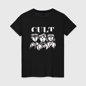 Женская футболка хлопок с принтом Kid Cult Детский культ Ужасы в Курске, 100% хлопок | прямой крой, круглый вырез горловины, длина до линии бедер, слегка спущенное плечо | devil | fear | horror | horror merch | occult | religion | ritual | satanic | satanism | демон | дети | дети кукурузы | детский культ | дьявол | культизм | оккультизм | прикол | религия | ритуал | сатана | сатанизм | секта | ужас | ужастик