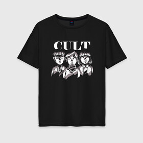 Женская футболка хлопок Oversize с принтом Kid Cult Детский культ Ужасы в Курске, 100% хлопок | свободный крой, круглый ворот, спущенный рукав, длина до линии бедер
 | devil | fear | horror | horror merch | occult | religion | ritual | satanic | satanism | демон | дети | дети кукурузы | детский культ | дьявол | культизм | оккультизм | прикол | религия | ритуал | сатана | сатанизм | секта | ужас | ужастик