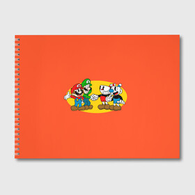 Альбом для рисования с принтом CupHead x Mario в Курске, 100% бумага
 | матовая бумага, плотность 200 мг. | arkade | cup head | cuphead | game | games | mario | аркада | игра | игры | кап хэд | капхед | купа хэд | марио | сгз руфв | сгзруфв | чашкоголовый