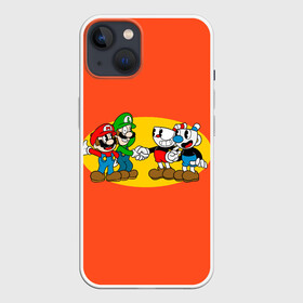 Чехол для iPhone 13 с принтом CupHead x Mario в Курске,  |  | arkade | cup head | cuphead | game | games | mario | аркада | игра | игры | кап хэд | капхед | купа хэд | марио | сгз руфв | сгзруфв | чашкоголовый