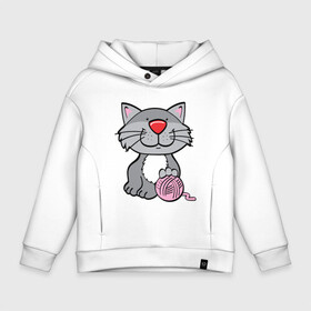 Детское худи Oversize хлопок с принтом Smiling Cat в Курске, френч-терри — 70% хлопок, 30% полиэстер. Мягкий теплый начес внутри —100% хлопок | боковые карманы, эластичные манжеты и нижняя кромка, капюшон на магнитной кнопке | animal | cat | cute | kitty | meow | друг | животные | киска | китти | кот | котенок | котик | котэ | кошечка | кошка | милый | мур | мяу | питомец