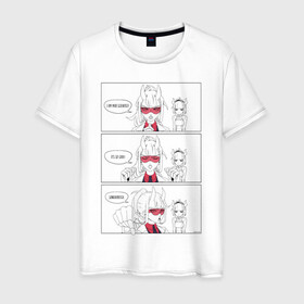 Мужская футболка хлопок с принтом Helltaker в Курске, 100% хлопок | прямой крой, круглый вырез горловины, длина до линии бедер, слегка спущенное плечо. | helltaker | демоница учёный | комикс | хеллтакер