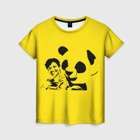 Женская футболка 3D с принтом Панда в Курске, 100% полиэфир ( синтетическое хлопкоподобное полотно) | прямой крой, круглый вырез горловины, длина до линии бедер | добрый | забавный | китай | медведь | пушистый | черно белый