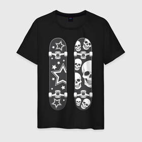 Мужская футболка хлопок с принтом Skateboard в Курске, 100% хлопок | прямой крой, круглый вырез горловины, длина до линии бедер, слегка спущенное плечо. | доска | звезда | скейт | скейтборд | череп