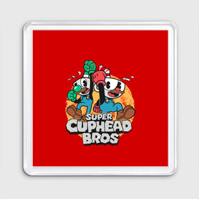 Магнит 55*55 с принтом Super Cuphead Bros в Курске, Пластик | Размер: 65*65 мм; Размер печати: 55*55 мм | arkade | cup head | cuphead | game | games | mario | аркада | игра | игры | кап хэд | капхед | купа хэд | марио | сгз руфв | сгзруфв | чашкоголовый