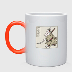 Кружка хамелеон с принтом Кролик Самурай Rabbit Samurai в Курске, керамика | меняет цвет при нагревании, емкость 330 мл | art | cyberpunk samurai | ninja | oni | rdsmry | ronin | samurai | shogun | ukiyo e | арт | живопись | животные | заяц | киберпанк самурай | мерч | прикол | путь воина | путь самурая | ронин | сёгун | токио | укиё э | фреска | харакири