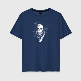 Женская футболка хлопок Oversize с принтом Дерево и череп в Курске, 100% хлопок | свободный крой, круглый ворот, спущенный рукав, длина до линии бедер
 | skull | дерево и череп | кости | листья | природа | скелет | страшный