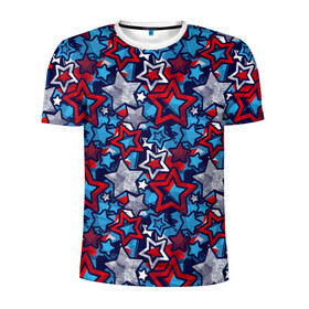 Мужская футболка 3D спортивная с принтом 3D звездочки в Курске, 100% полиэстер с улучшенными характеристиками | приталенный силуэт, круглая горловина, широкие плечи, сужается к линии бедра | 3d | 3д | stars | абстракция | звездопад | звездочки | звезды | паттерн | текстуры