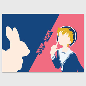 Поздравительная открытка с принтом The Rabbit Momiji Sohma в Курске, 100% бумага | плотность бумаги 280 г/м2, матовая, на обратной стороне линовка и место для марки
 | Тематика изображения на принте: akito | anime | cat | fruits basket | furuba | furuba reboot | god | honda | kyo | rat | sohma | the chinese zodiac | tohru | yuki | акито | аниме | бог | знаки зодиака | кё | китайский гороскоп | корзинка фруктов | мышь | сома | тору | фуруба | хонда | х