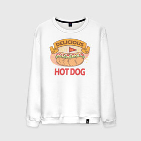 Мужской свитшот хлопок с принтом Delicious Hot Dog в Курске, 100% хлопок |  | Тематика изображения на принте: burgers | delicious | hot dog | вредная еда | еда