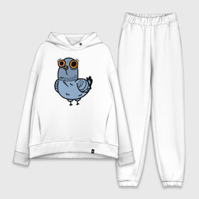 Женский костюм хлопок Oversize с принтом Смешной голубь мем в Курске,  |  | baby | bird | dove | meme | pigeon | smile | взгляд | голубь | животные | звери | крылья | малыш | мем | мультяшный | пернатый | попка | прикольный | пташка | птенец | птица | птичка | пушистик | сизый голубь | смешной