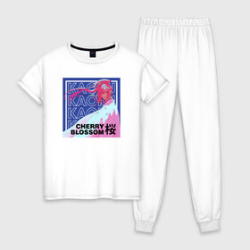 Женская пижама хлопок с принтом Скейт Бесконечность Каору в Курске, 100% хлопок | брюки и футболка прямого кроя, без карманов, на брюках мягкая резинка на поясе и по низу штанин | anime | blossom | cherry | kaoru | sakurayashiki | sk8 | sk8 the infinity | аниме | блоссом | граффити | каору | манга | на скейте в бесконечность | сакураясики | скейт | скейт бесконечность | скейтборд | скейтбординг | скейтер