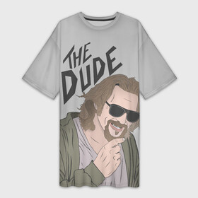 Платье-футболка 3D с принтом The Dude в Курске,  |  | big lebowski | donney | dude | lebowski | the big lebowski | the dude | walter | большой лебовски | лебовски | чувак