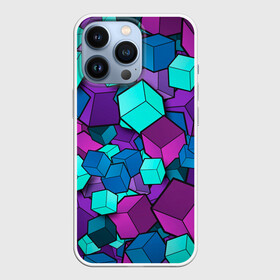 Чехол для iPhone 13 Pro с принтом СИРЕНЕВЫЕ КУБЫ в Курске,  |  | Тематика изображения на принте: blue | cube | geometry | геометрия | квадраты | кубики | кубы | паттерн | синий | сиреневый | текстуры | фиолетовый