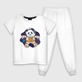Детская пижама хлопок с принтом Милая Космическая Панда в Курске, 100% хлопок |  брюки и футболка прямого кроя, без карманов, на брюках мягкая резинка на поясе и по низу штанин
 | animals | astronaut | cosmonaut | cute panda | earth | helmet | kawaii | panda | pet | pets | space | space panda | астронавт | в космосе | в шлеме | детский рисунок | животные | звёзды | земля | космонавт | космос | медведь | медвежонок
