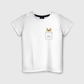 Детская футболка хлопок с принтом Корги в кармане_02 в Курске, 100% хлопок | круглый вырез горловины, полуприлегающий силуэт, длина до линии бедер | corgi | dog | вельш корги | карман | корги | коржик | собака