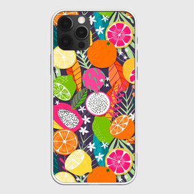 Чехол для iPhone 12 Pro Max с принтом Фрукты в Курске, Силикон |  | grapefruit | lemon | lime | orange | papaya | апельсин | грейпфрут | лайм | лимон | морская | папайя | паттерн | с папаем | фрукт | цитрусы