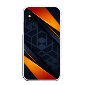 Чехол для iPhone XS Max матовый с принтом BLACK ORANGE в Курске, Силикон | Область печати: задняя сторона чехла, без боковых панелей | 3d | 3д | sport | абстракция | линии | паттерн | соты | спортивный стиль | текстуры